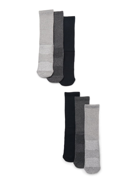Men's Performance Stretch Crew Socks, 6-Pack, Shoe Sizes 6-12