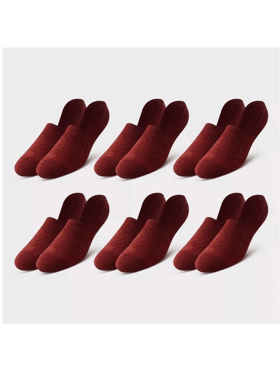 Men's 6pk SuperiAir Cushion No Show Socks - Dark Red 6-12