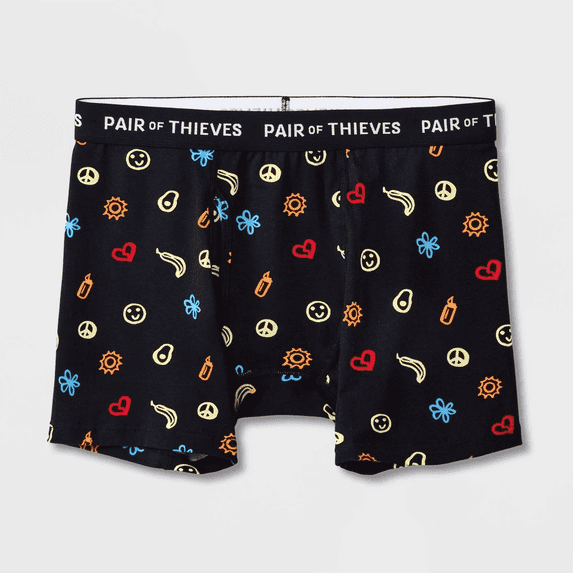 Pair of Thieves Men's Emoji Super Soft Boxer Briefs - (Black/Emoji, Small)