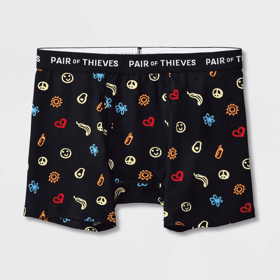 Pair of Thieves Men's Emoji Super Soft Boxer Briefs - (Black/Emoji, Small)