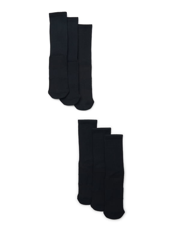Men's Performance Stretch Crew Socks, 6-Pack, Shoe Sizes 6-12
