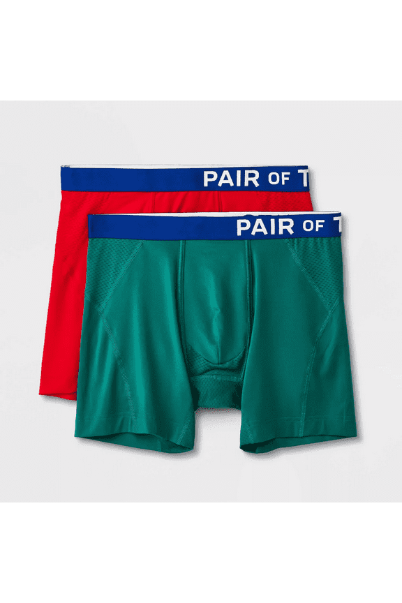 Men's Super Cool Boxer Briefs 2pk - (Green/Red, Small)