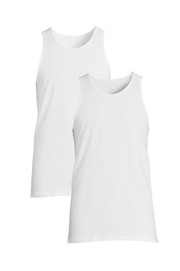 Men’s Super Soft Slim Fit White Crewneck Tees, 2-Pack, Sizes S-3XL