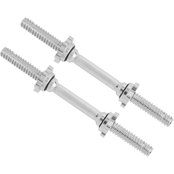 Pair of Threaded Dumbbell Handles 14/16/18/24 inch, Chrome/Rubber Grip, Fit 1” Plates, Weight Bar Connector