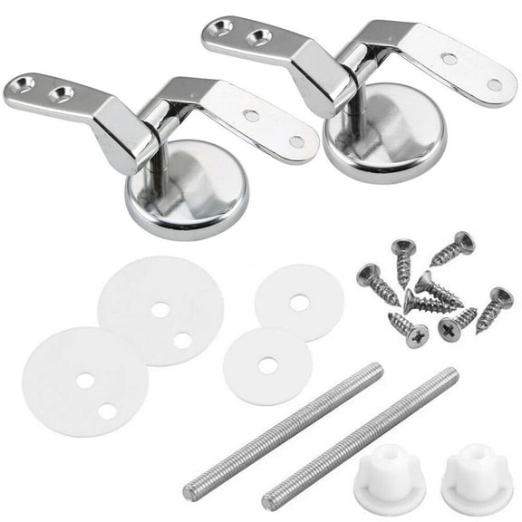 Pair of Toilet Chrome Hinges With Fittings Toilet Replacement Mountings