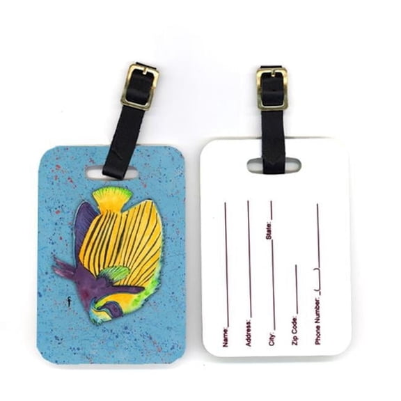 Pair of Tropical Fish on Blue Luggage Tag