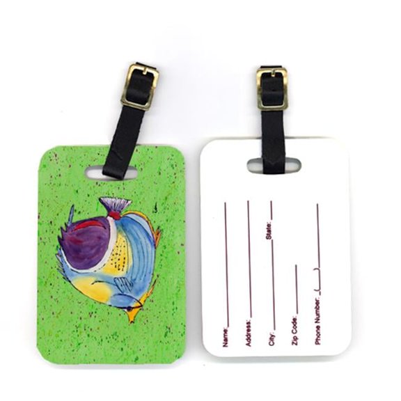 Pair of Tropical Fish on Green Luggage Tag