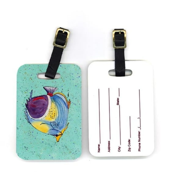 Pair of Tropical Fish on Teal Luggage Tag