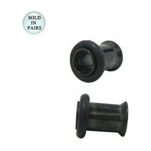 Pair of Tunnel Black Anodized Titanium Ear Plugs Eyelet - 8 Gauge to 0G