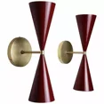 thumbnail image 1 of Pair of Tuxedo Wall Sconce Red Enamel Mid Century Lamps Lighting Wall Fixtures, 1 of 3