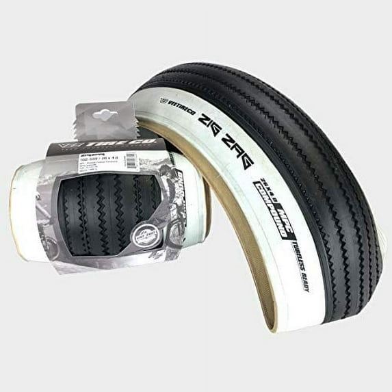 Pair of Vee Tire Zig Zag 26x4.0 White Wall Tire Folding Bead Multi Compound 26x4