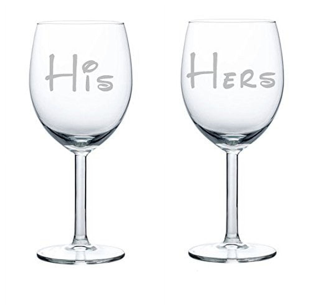 Stemless Wine Glass 17oz His and Hers Set of 2 