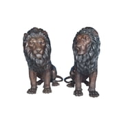 Nifao Pair of life size lion bronze statues   Garden Outdoor Decor Sculpture, 55"L x 28"W x 60"H