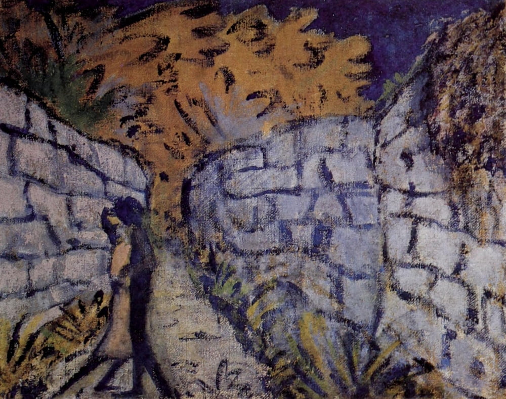 Pair of lovers between garden walls 1916 Canvas Art - Otto Mueller (24 x 36)
