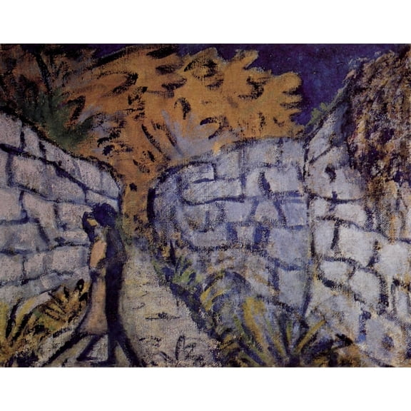 Pair of lovers between garden walls 1916 Canvas Art - Otto Mueller (24 x 36)