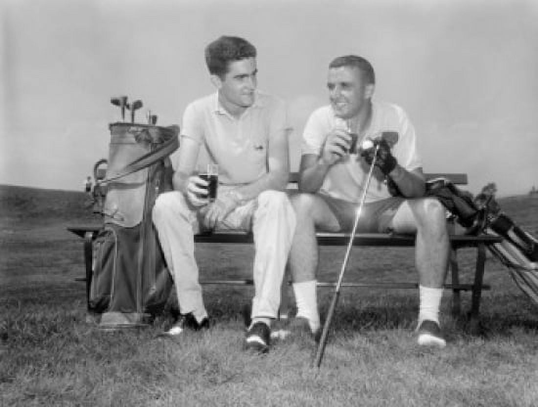 Pair of men resting in interval of golf session Canvas Art - (18 x 24)