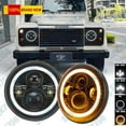 thumbnail image 1 of Pair white Halo 7inch LED Headlights Hi/Lo Beam For Range Rover Defender 90 110, 1 of 8