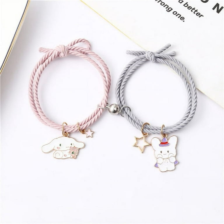 Paired Bracelet Sanrio Hello Kitty Couple Bracelet Kuromi Elastic Rope  Paired Bracelets Magnetic Couple Charms Valentine's Day 