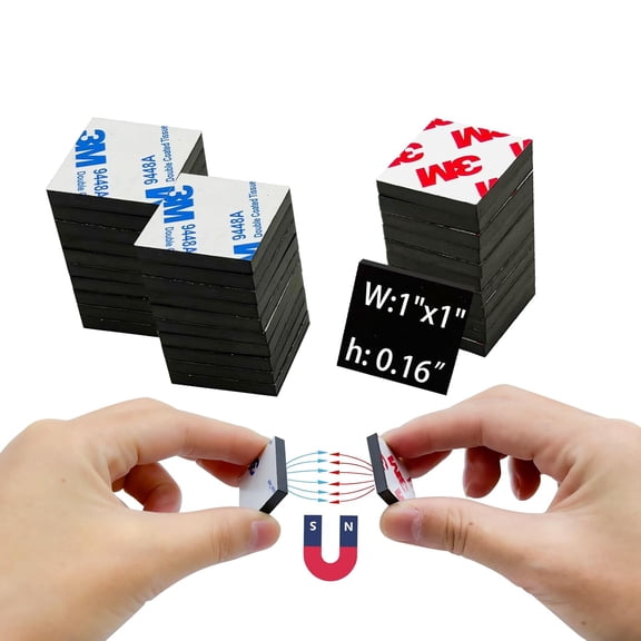 Paired Magnets with Adhesive Backing,Small Square 1",Strong Thick Magnet Tape,Matched Sticky Magnetic Sticker(36 Pieces=18 Pairs),Thickness 0.16"