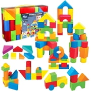Pairez Toys Foam Building Blocks for Toddlers 1-3, 81 Pieces Soft Stacking Blocks Toy Set, Baby Bath Foam Toys, Sensory and Montosorri Toys for Boys & Girls 18+ Months