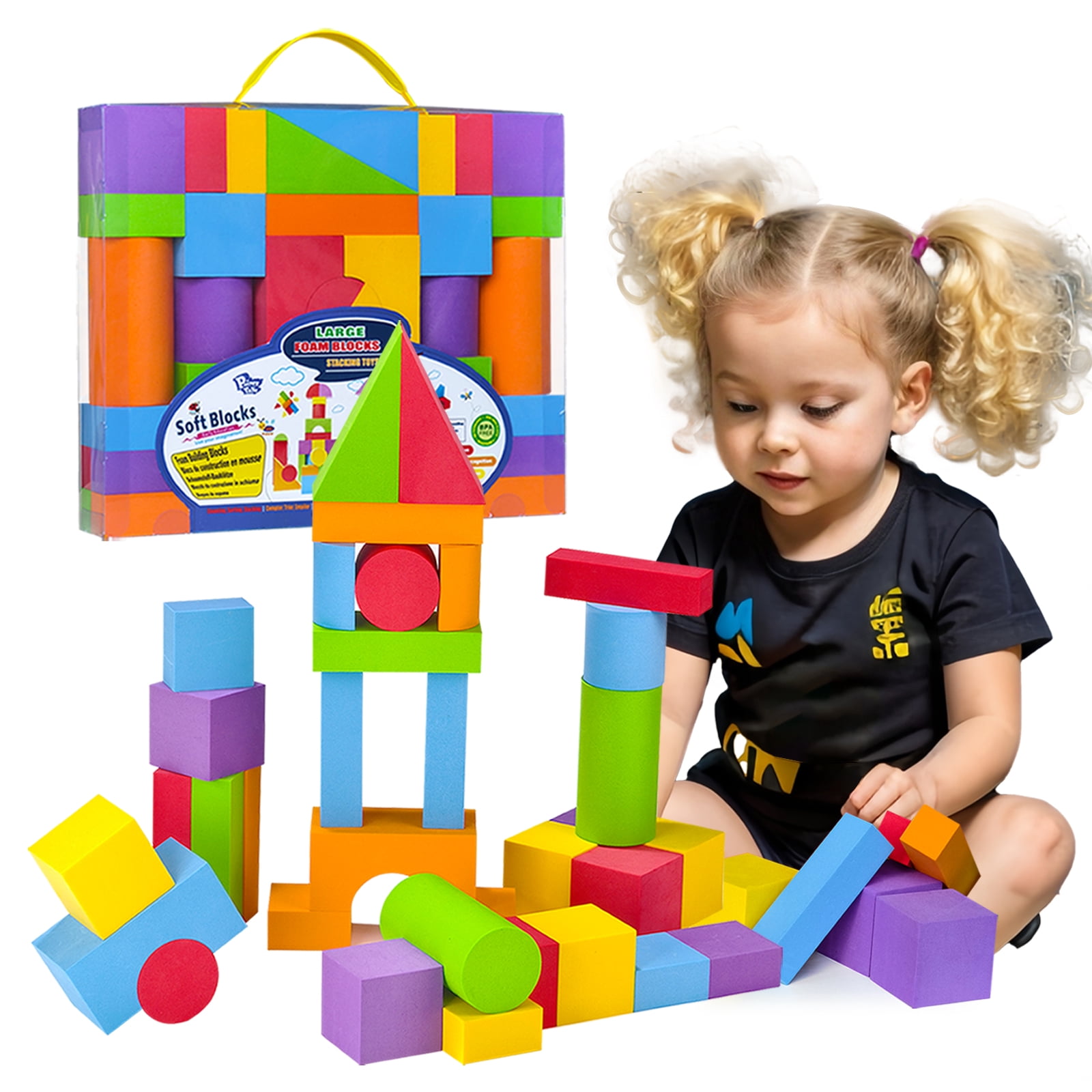 Pairez Toys Large Building Blocks for Toddlers 2-3, Big Foam Building ...