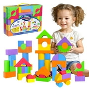 Pairez Toys Soft Foam Building Blocks for Toddlers 61PCS, Montessori Stacking Educational Toys for Kids Ages 2-4