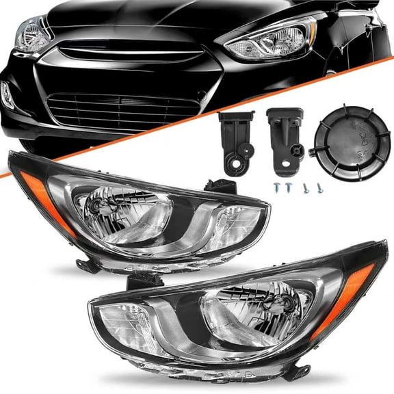 Pairs Halogen Headlights Assembly For 2012-2014 Hyundai Accent Sedan Headlamps