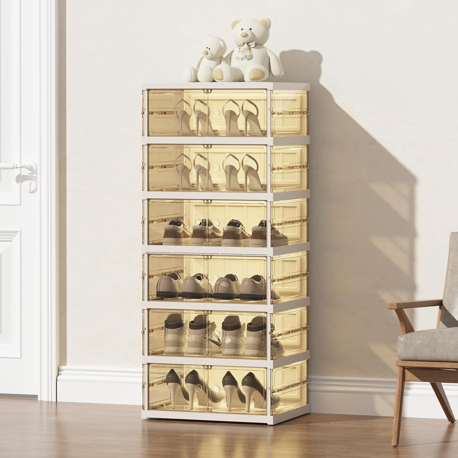 Pairs Plastic Shoe Rack - Clear Foldable Shoe Organizer Folding ...