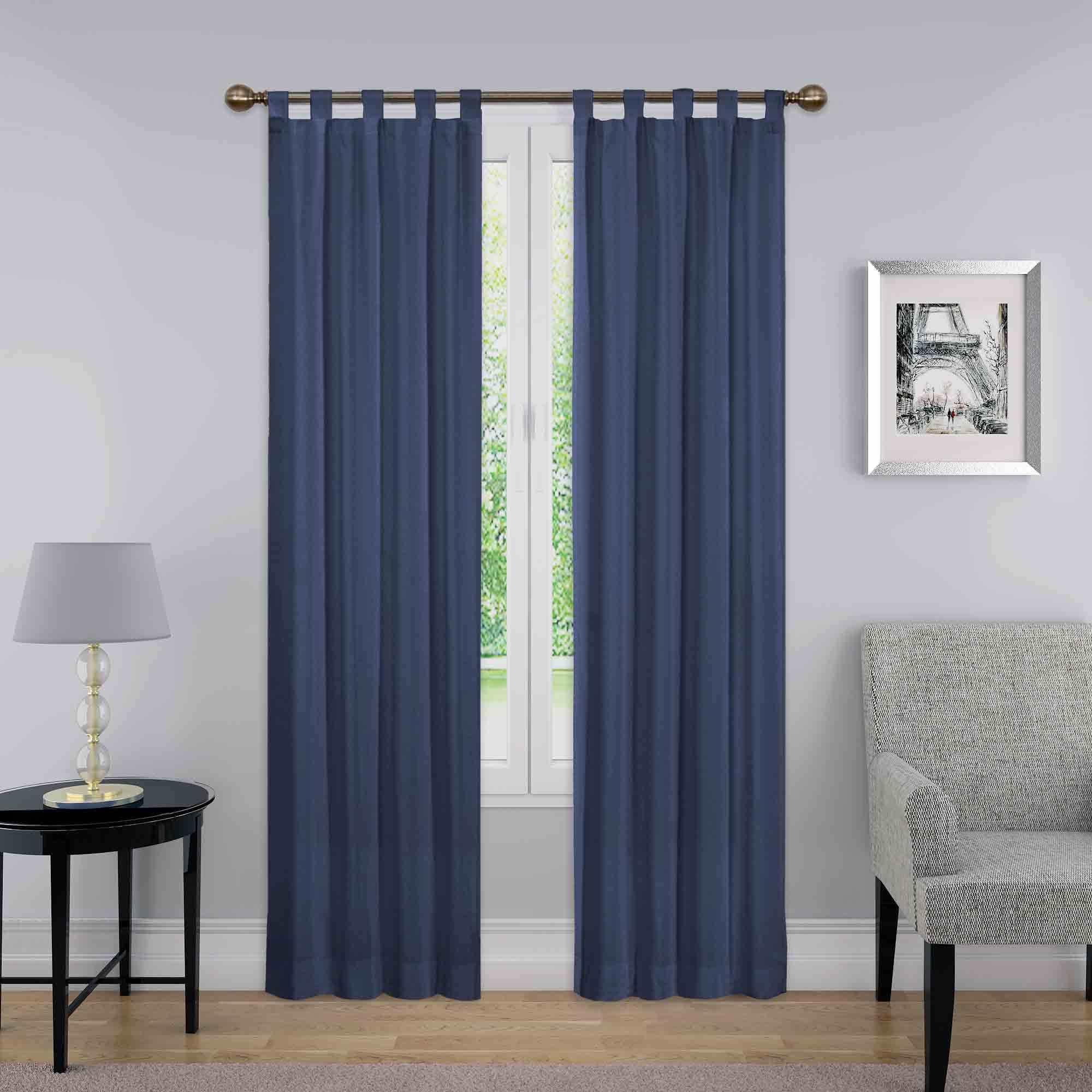 Indigo Tab Top Light-Filtering Cotton Polyester Twin Curtains