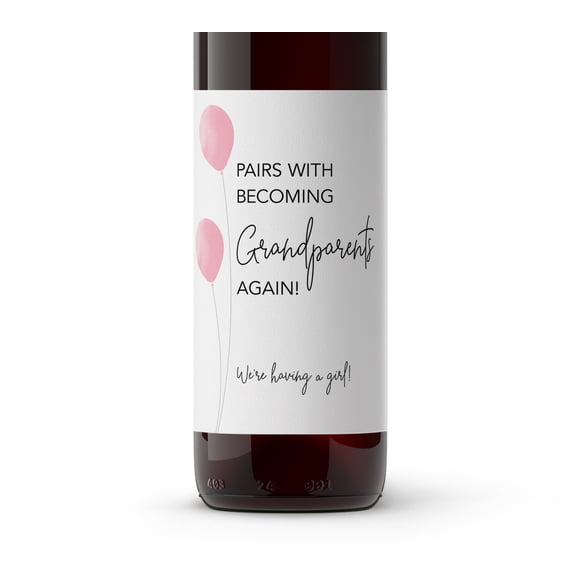 Pairs Well With Becoming Grandparents again Wine Labels ● SET of 4 ● Second Baby Announcement to Best Parents Label, Surprise Pregnancy Reveal Gift, Pregnant again sticker Alternative to Card A206-4PA