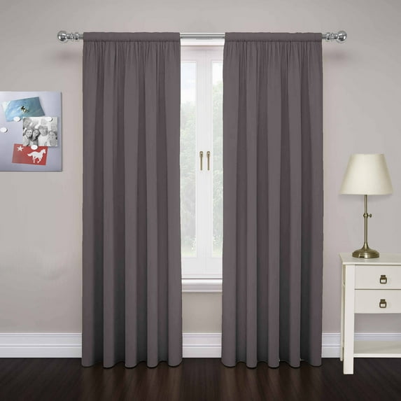 Pairs to Go Cadenza Solid Light Filtering Rod Pocket Curtain Panel Pairs, Set of 2, Smoke Gray, 80 x 63