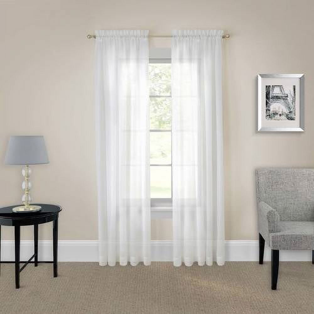 White Sheer Rod Pocket Cotton Polyester Window Panels