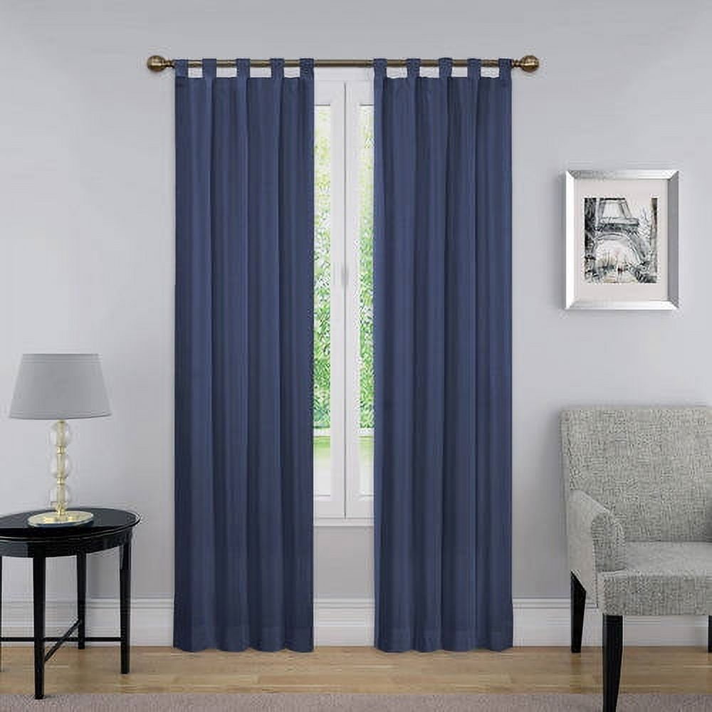 Indigo Room-Darkening Tab Top Cotton-Polyester Curtains, Extended Size
