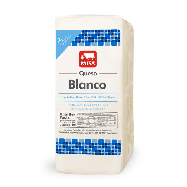 Paisa Low Sodium Queso Blanco, Deli Sliced refrigerated cheese