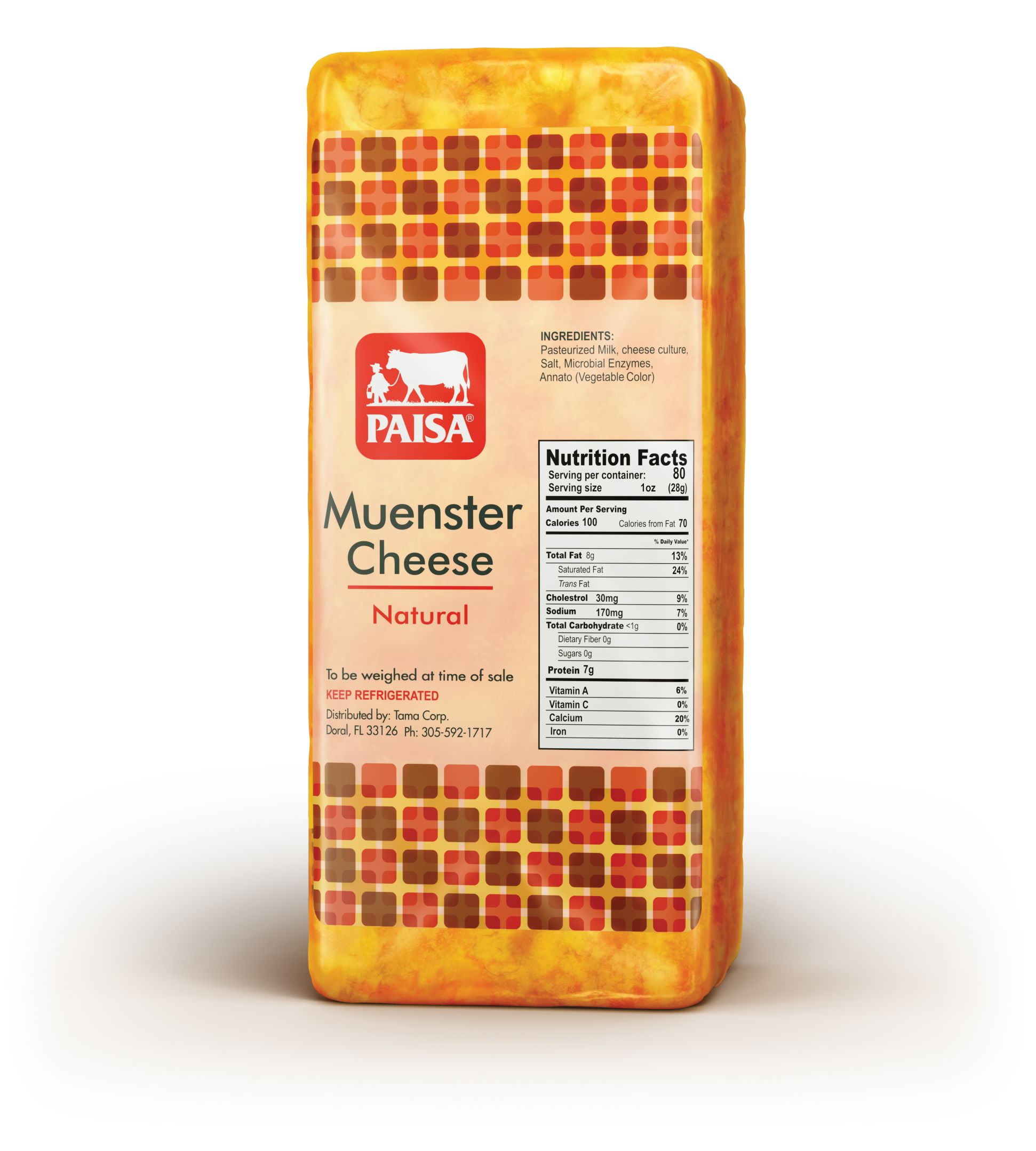 Paisa Muenster Cheese, Deli Sliced