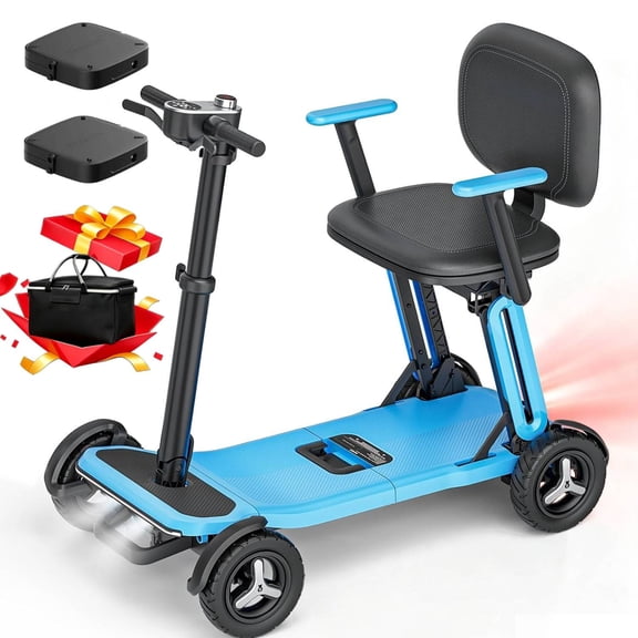 Paiseec L5 Ultra Lightweight Mobility Scooter for Seniors, 32 lbs, One-Step Fold, Electric Scooter with 2 Battery and Travel Bag