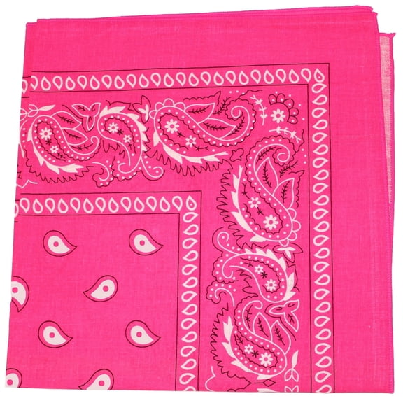 Double Sided 100% Cotton Bandana Paisley Neon Pink