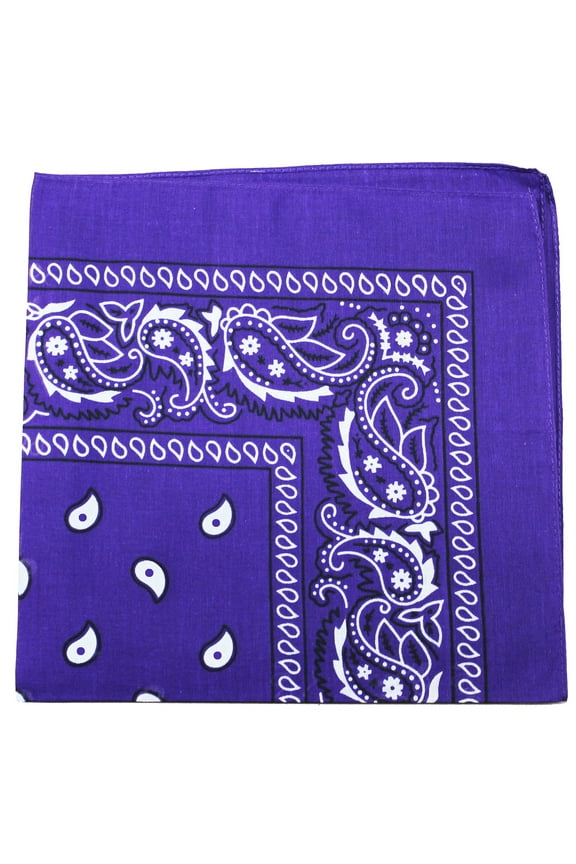 Paisley 100% Cotton Double Sided Bandana - 22 inches (Purple)