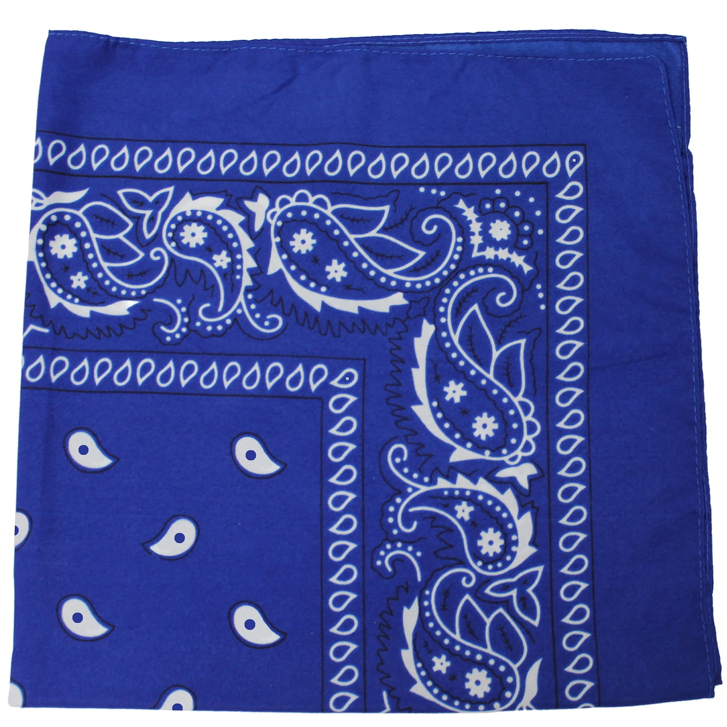 Paisley 100% Cotton Double Sided Bandana - 22 inches (Royal Blue