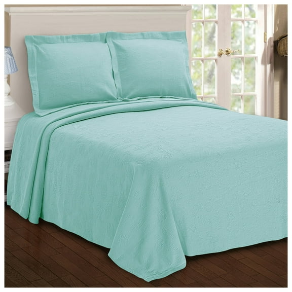 Paisley 100% Cotton Jacquard Matelassé Bedspread Set Aqua / Queen