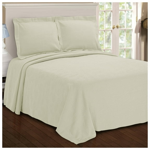 Paisley 100% Cotton Jacquard MatelassÃÂ© Bedspread Set Ivory / Twin