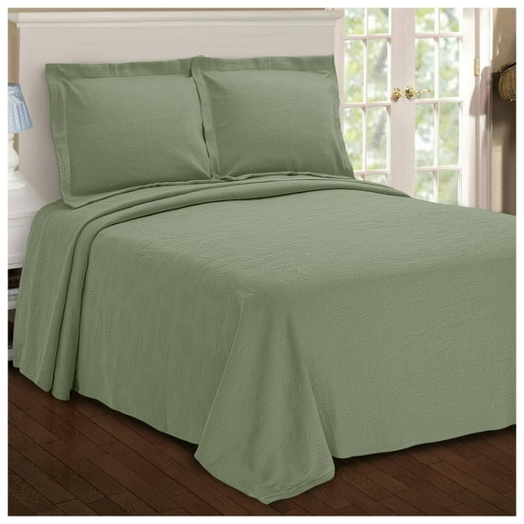Paisley 100% Cotton Jacquard Matelassé Bedspread Set Sage / King