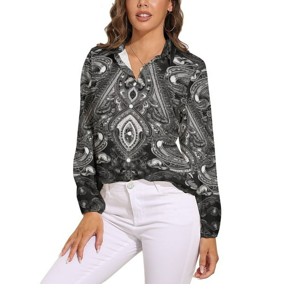 Paisley Bandana Long Sleeve Blouse Woman Streetwear Casual Shirts Summer Oversize Woman Streetwear Clothing Birthday Present