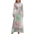 thumbnail image 1 of Paisley Bandana Pattern Women's Long Dress Long Sleeves Dress Vintage Dresses Party Maxi Dress High Waist Dress, 1 of 4