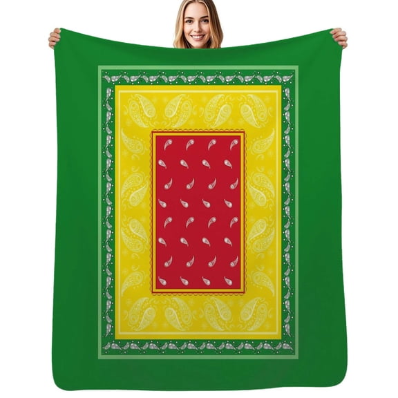 Paisley Bandana Rasta Hippie Flannel Blankets Soft Throw Blanket Winter Travel Office Outdoor Bedspread