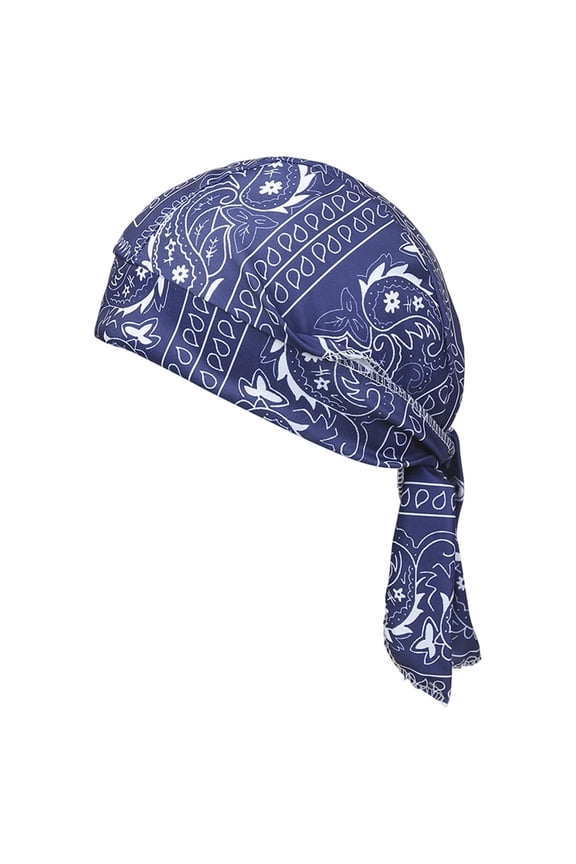 Paisley Bandana Skull Cap Breathable Sweat‑Wicking Quick‑Dry Cycling Motorcycle Head Wrap Neck Gaiter Do Rag for Hiking Camping Running Biker Outdoor Daily Use Blue
