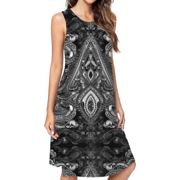 Paisley Bandana Spring Summer Dresses For Women Fashion Dress Casual Sleeveless Loose Sundress With Pockets