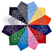 LOLLANDA Paisley Bandanas Assorted Colors - Bulk - Cotton Cowboy Bandana Scarf Funny Party Hats