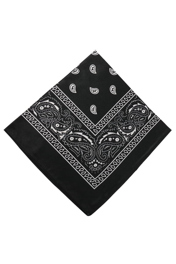 Paisley Bandanas Multi Colored Set Cowboy Bandana Head Scarf Double Sided, Black
