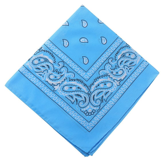 Paisley Bandanas Multi Colored Set Cowboy Bandana Head Scarf Double Sided, Light Blue